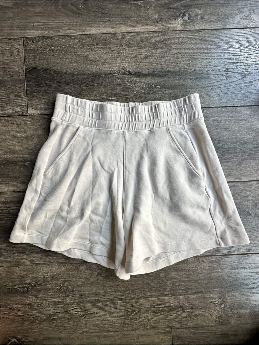 AYR Cream Elastic-Waist Athletic Shorts